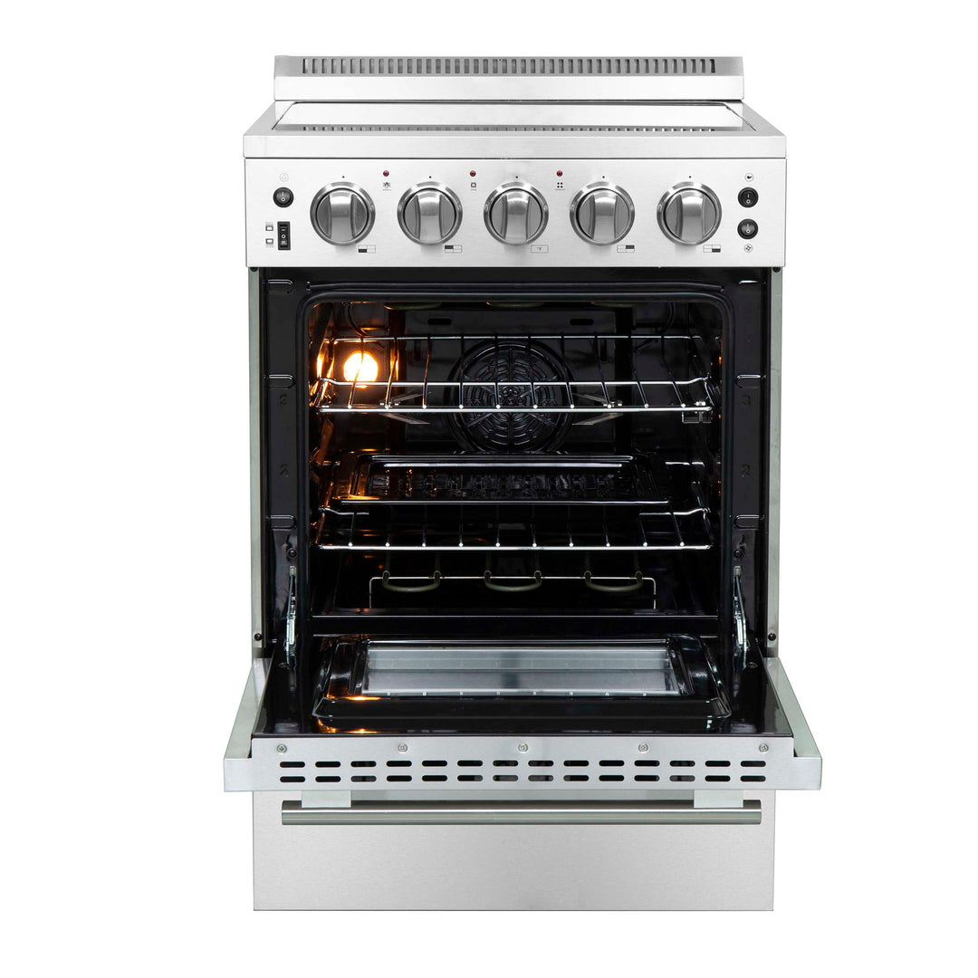 Forno Loiano 24 Inch Freestanding Electric Range Stainless Steel with Storage Drawer