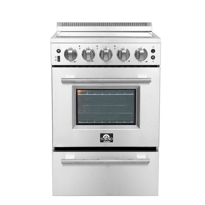 Forno Loiano 24 Inch Freestanding Electric Range Stainless Steel with Storage Drawer