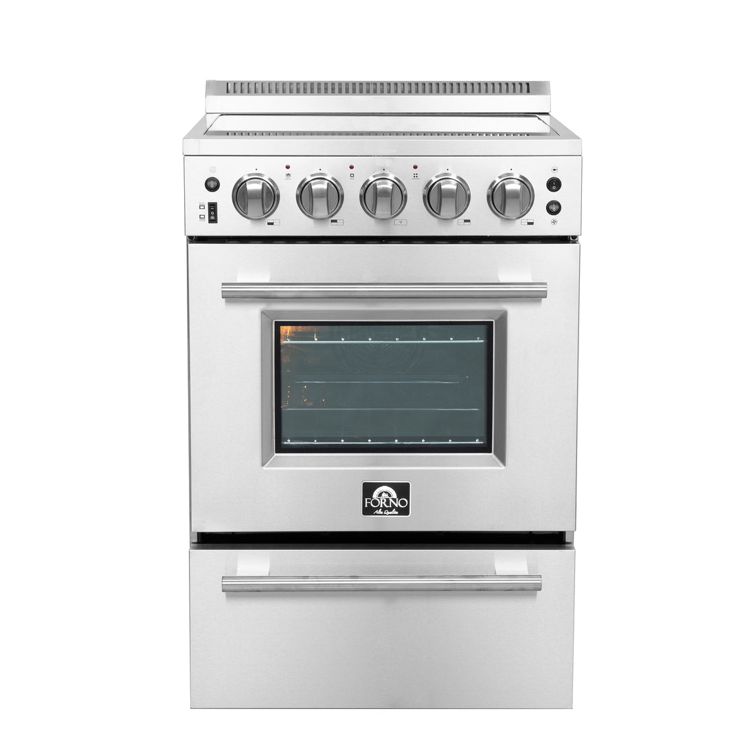 Forno Loiano 24 Inch Freestanding Electric Range Stainless Steel with Storage Drawer