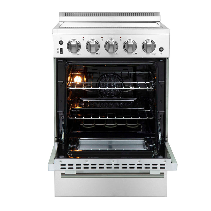 Forno Loiano 24 Inch Freestanding Electric Range Stainless Steel with Storage Drawer