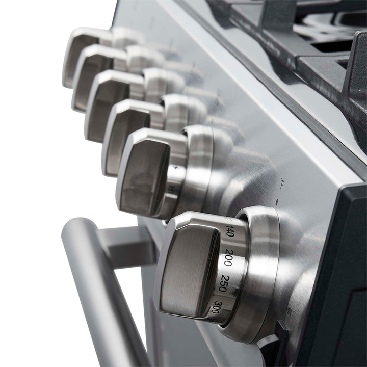 Forno Leonardo 30-Inch Stainless Steel Gas Range, 5 Sealed Burners (Totaling 39,500 BTU), 5 cu.ft. Convection Oven, Continuous Cast Iron Grates, Black Enamel Interior, Auto Re-Ignition, LP Conversion Kit Included