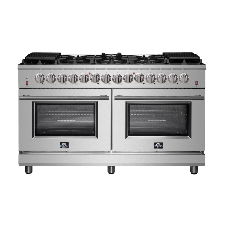 Forno Massimo 60-Inch Freestanding Dual Fuel Range, 10 Burners, Double Convection Ovens