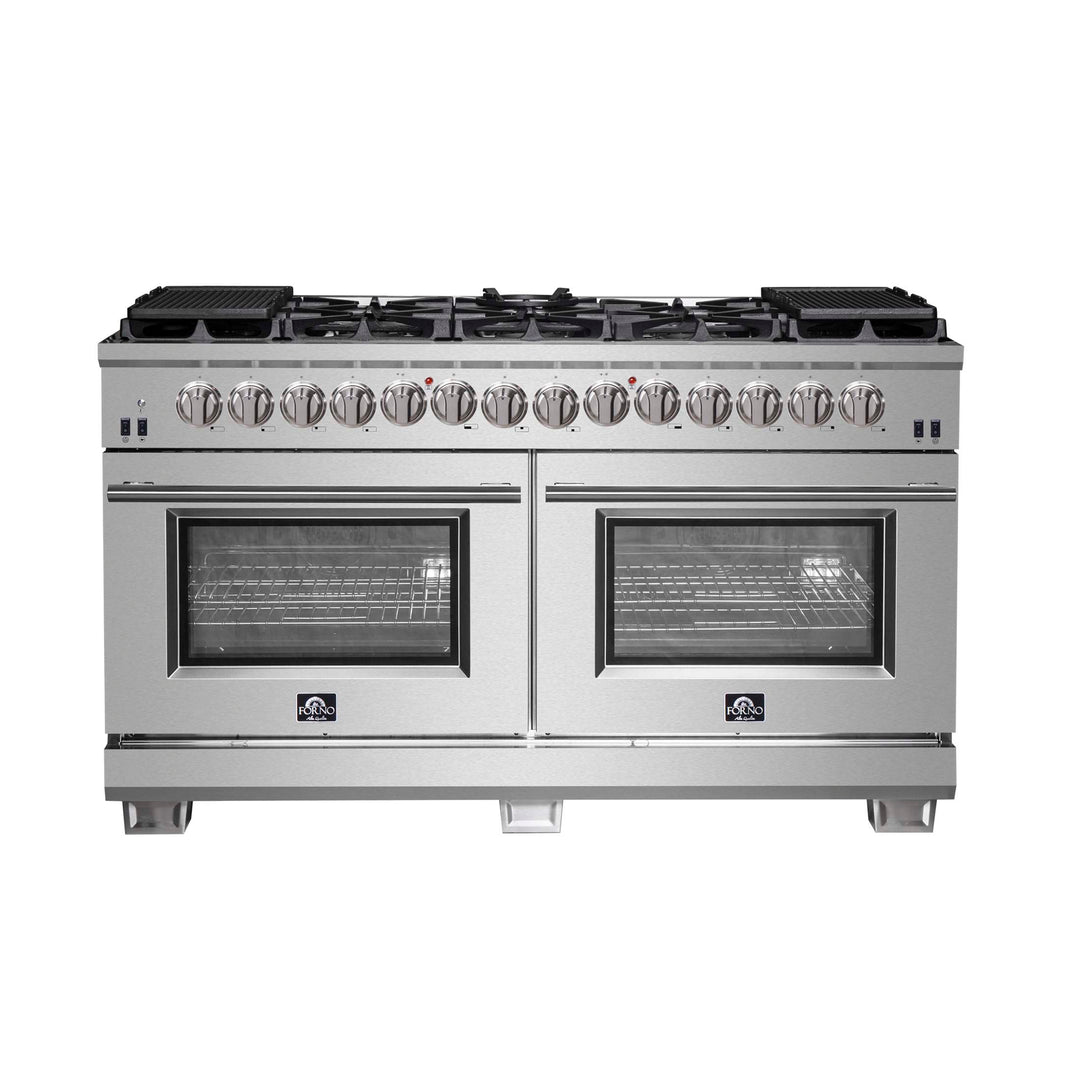 Forno Capriasca 60-Inch Freestanding Dual Fuel Range, 10 Burners, True Convection Oven