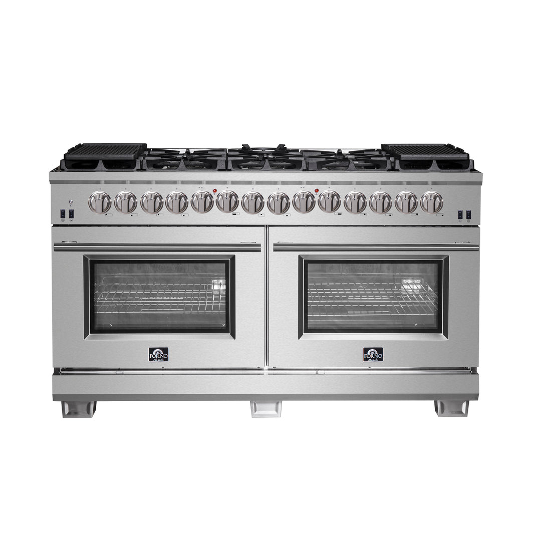 Forno Capriasca 60-Inch Freestanding Dual Fuel Range, 10 Burners, True Convection Oven