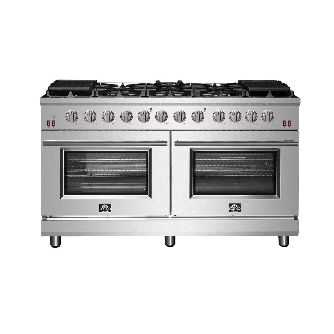 Forno Massimo 60-Inch Freestanding Gas Range, 10 Burners, True Convection Oven