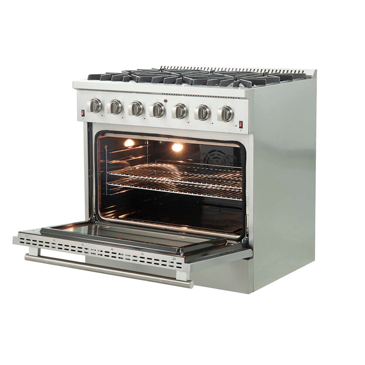 Forno Galiano 36-Inch Freestanding Gas Range, Stainless Steel, 6 Burners, Energy Efficient