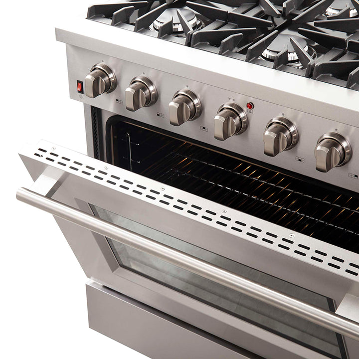 Forno Galiano 36-Inch Freestanding Gas Range, Stainless Steel, 6 Burners, Energy Efficient