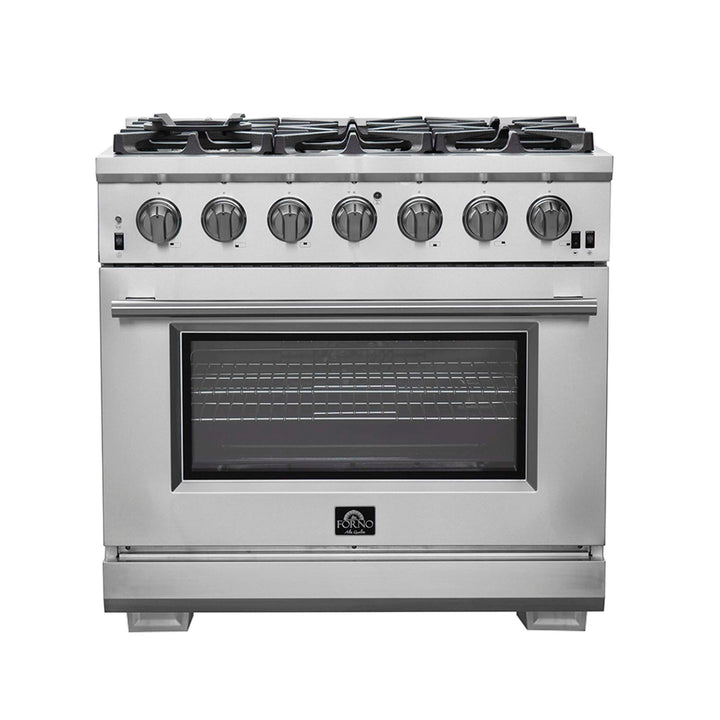FORNO Premium 2-Piece Kitchen Bundle -Capriasca 36" Stainless Steel Range, Forno Salerno 36" Side by Side Stainless Steel Refrigerator 20 cu.ft - FBDL-019-02CAUS
