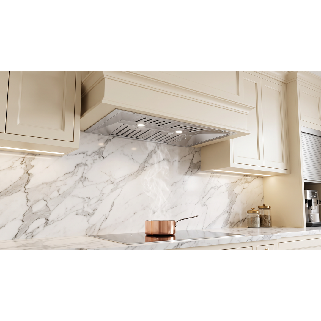 Forno Altilia 36-Inch Insert Range Hood, Stainless Steel, LED Lighting, Baffle Filters
