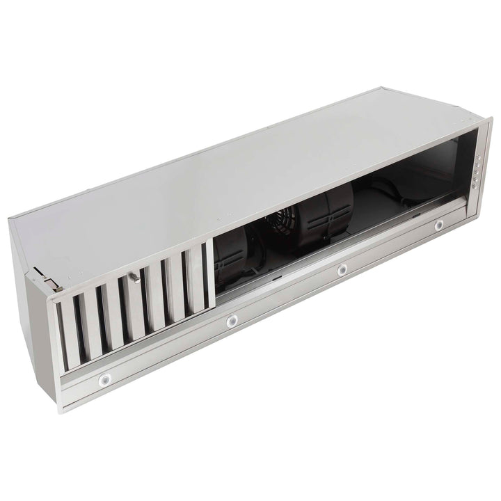 Forno Frassanito 48-Inch Recessed Range Hood, Stainless Steel Baffle Filters, LED Lighting