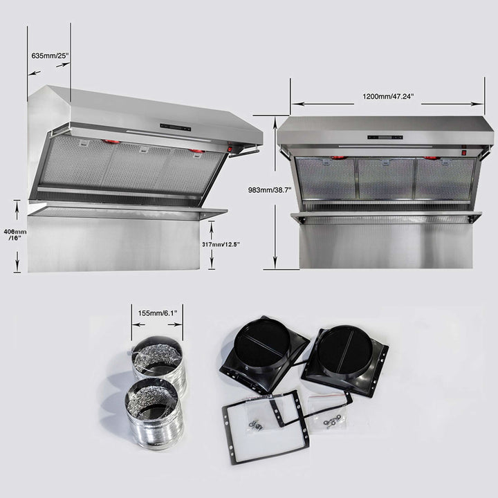 Forno Savona 48-Inch Wall Mount Range Hood, Hybrid Filters, Backsplash Included