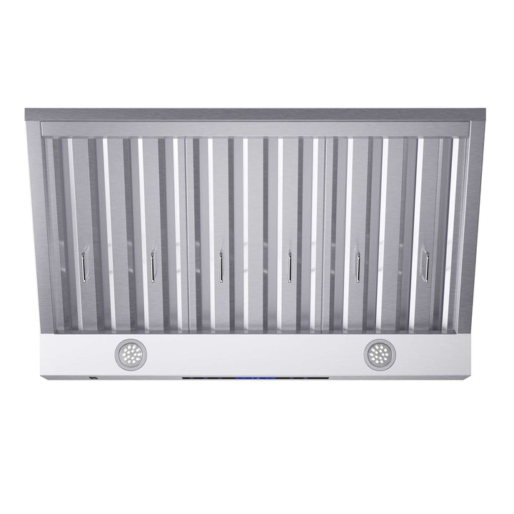 Forno Palazzo 36-Inch Wall Mounted Range Hood, Stainless Steel, Heavy Duty Baffle Filters, Remote Control