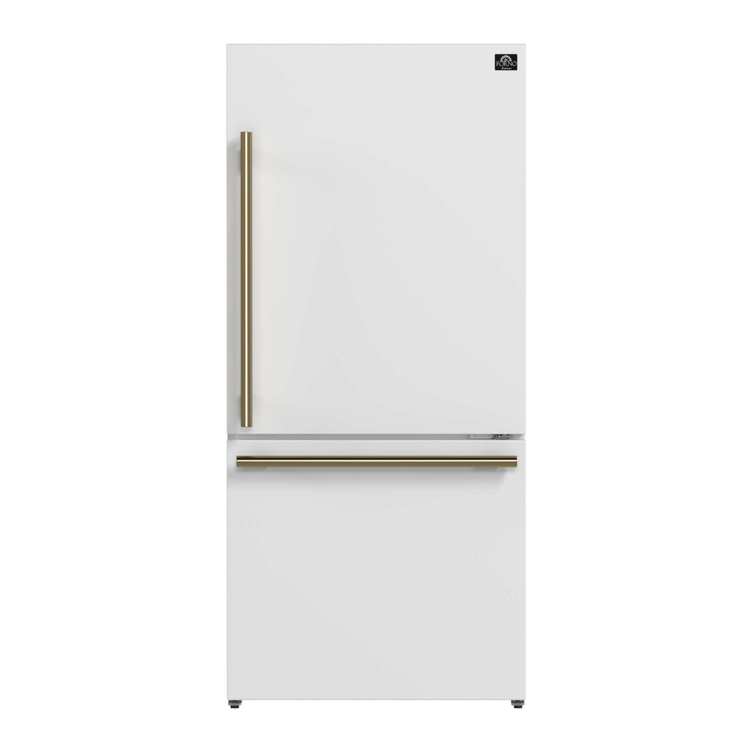 Forno Milano Espresso 31-Inch Bottom Freezer Refrigerator, White, 17.2 cu.ft Capacity, Energy Efficient