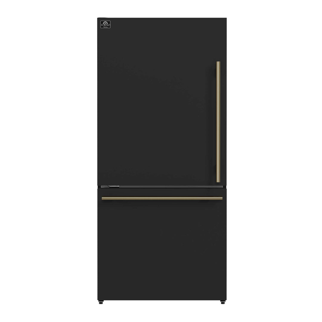 Forno Milano Espresso 31-Inch Black Bottom Freezer Refrigerator, 17.2 Cu. Ft., Energy-Efficient, No Frost, Built-In Ice Maker