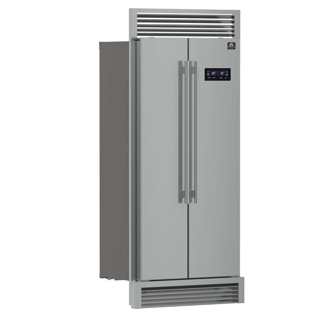 Forno Salerno 37-Inch Built-In Stainless Steel Refrigerator, 15.6 cu.ft, Decorative Grill, ENERGY STAR Certified