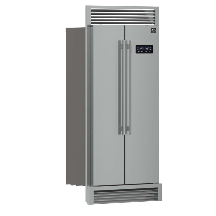 Forno Salerno 37-Inch Built-In Stainless Steel Refrigerator, 15.6 cu.ft, Decorative Grill, ENERGY STAR Certified