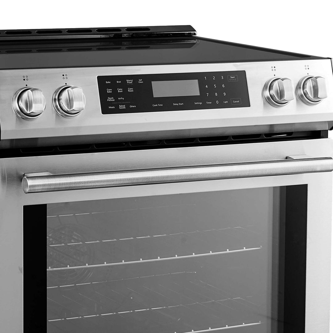 Forno Donatello Espresso 30-Inch Slide-In Stainless Steel Induction Range, Convection Oven, 5 Cooking Zones, Touch Control Panel