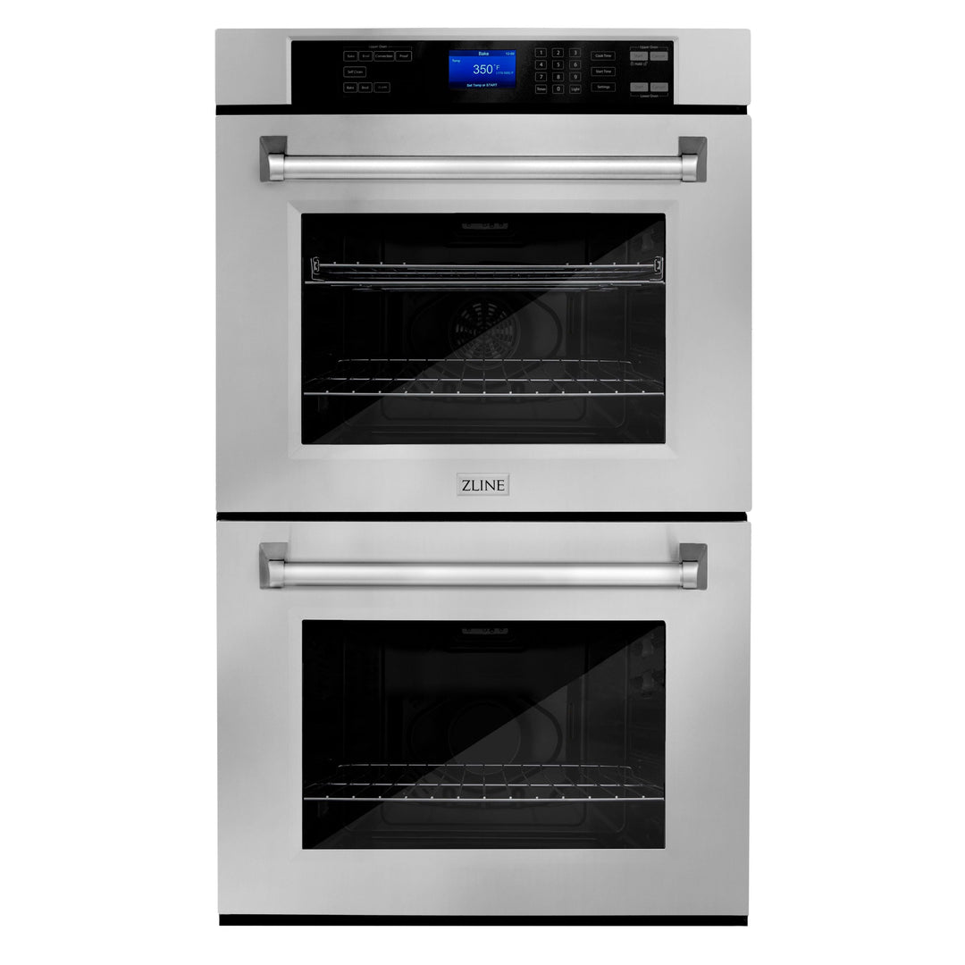 ZLINE Appliance Package - 30" Professional Double Wall Oven, 48" Rangetop, Range Hood In Stainless Steel, 3KP-RTRH48-AWD