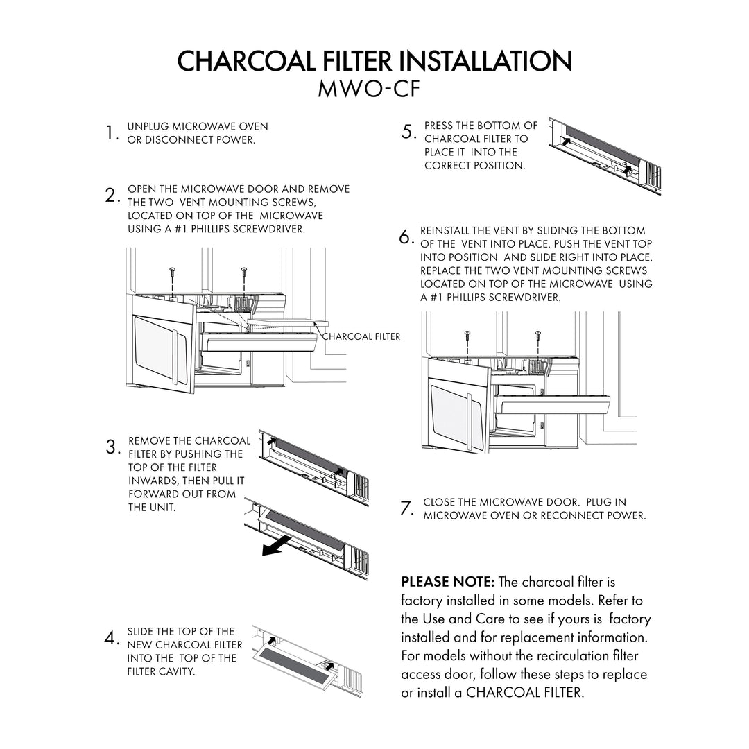 ZLINE 30" 1.5 cu. ft. Over The Range Microwave Oven in DuraSnow® Stainless Steel with Set of 2 Charcoal Filters, MWO-OTRCFH-30
