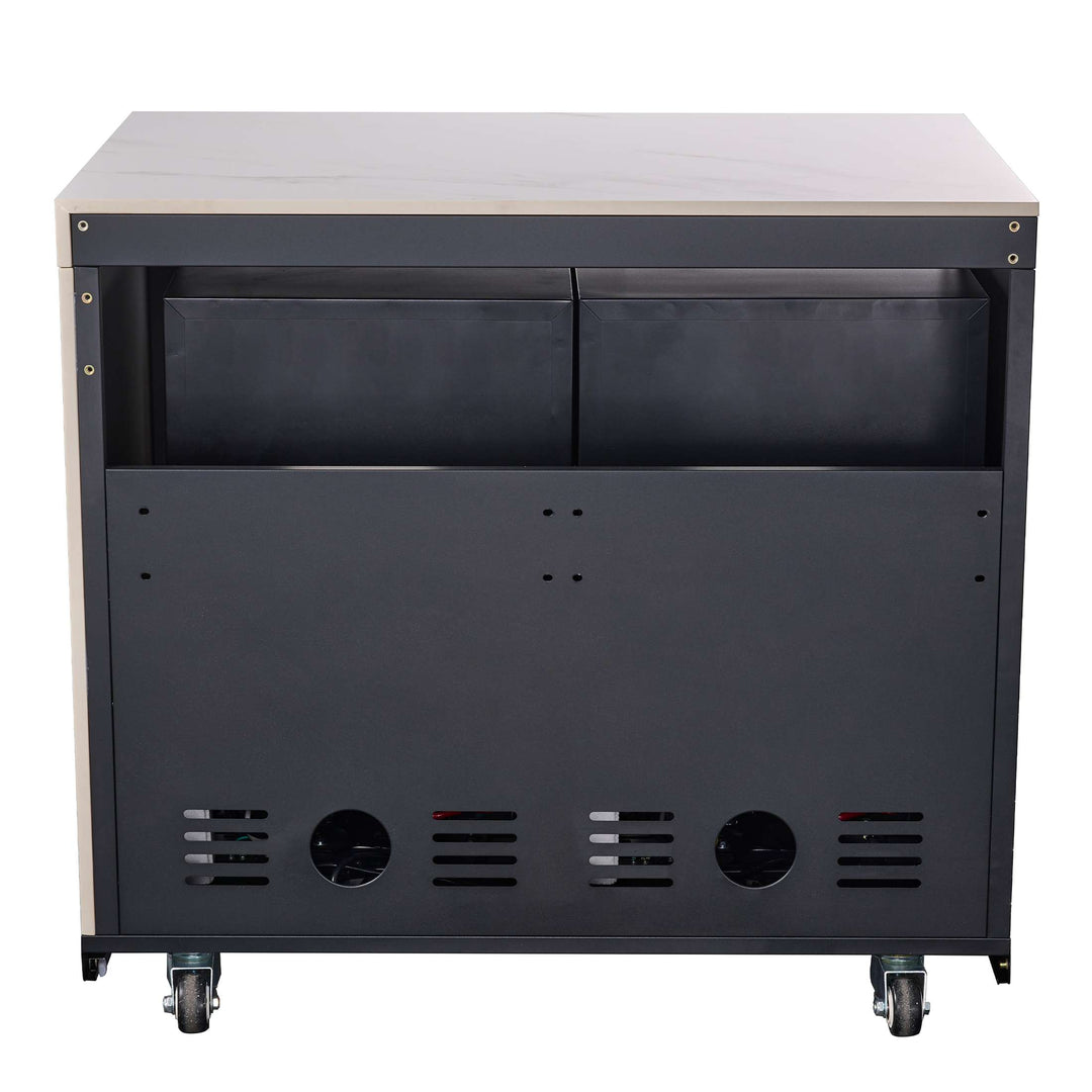 Forno Rimini Outdoor Kitchen: 30" BBQ 62,600 BTU, 4.8 cu.ft. Refrigerators, White Countertops