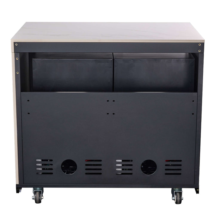 Forno Rimini Outdoor Kitchen: 30" BBQ 62,600 BTU, 4.8 cu.ft. Refrigerators, White Countertops