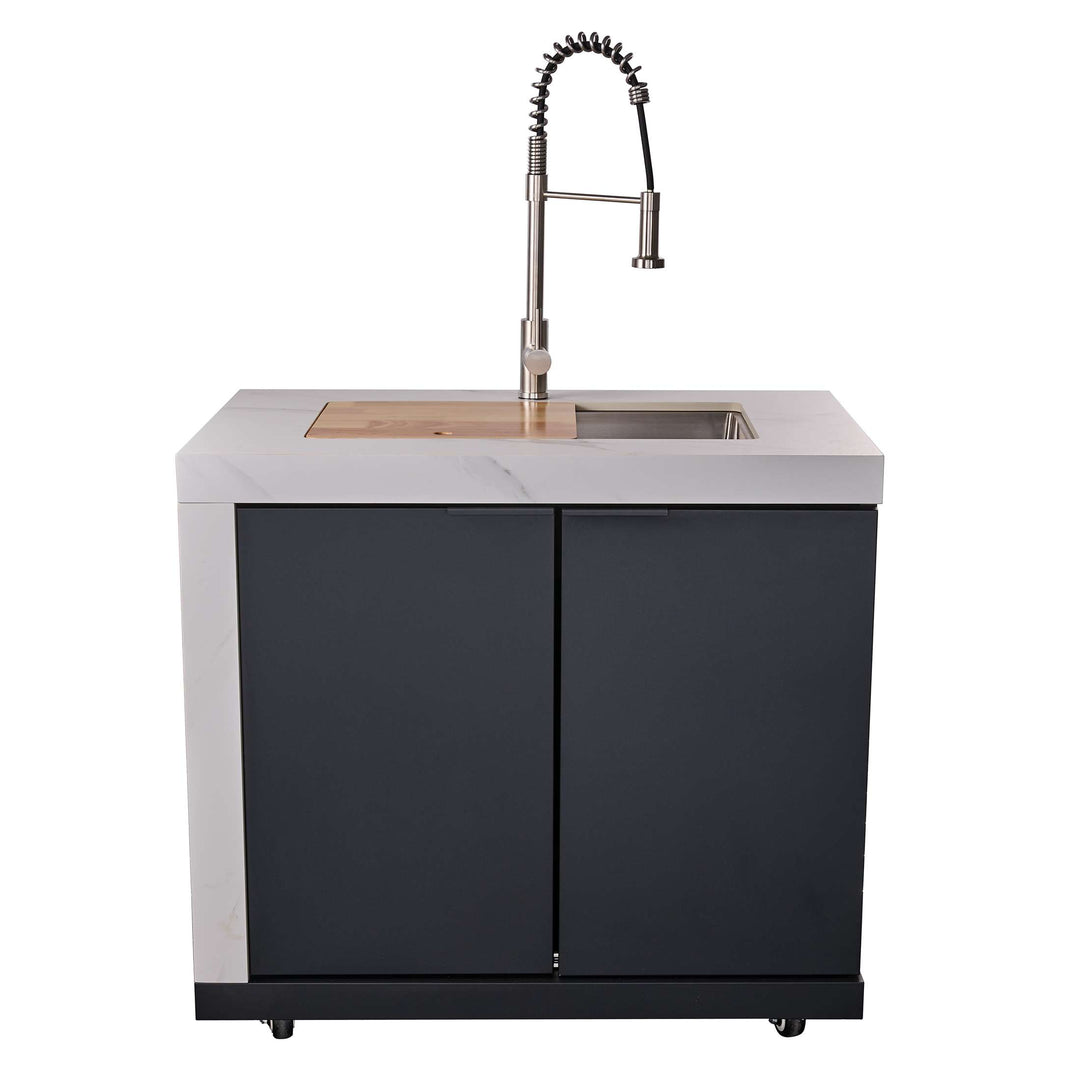 Forno Rimini Outdoor Kitchen: 30" BBQ 62,600 BTU, 4.8 cu.ft. Refrigerators, White Countertops