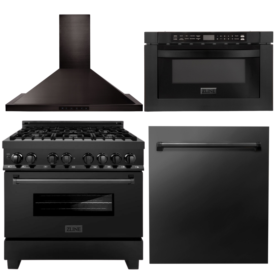 ZLINE Appliance Set – 36" Range,  Range Hood, Microwave, Dishwasher, AS-RAB-36-3