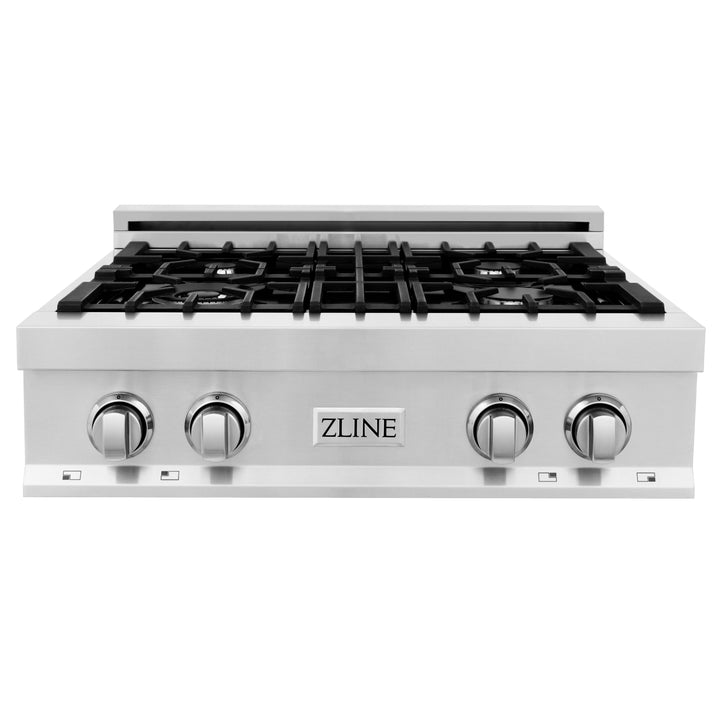 ZLINE Appliance Package - 30" Double Wall Oven, Rangetop, Over The Range Microwave, 3KP-RTOTRH30-AWD