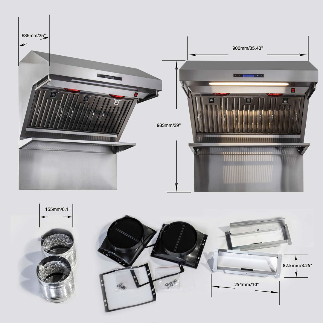 Forno Savona 36-Inch Wall Mount Range Hood, Baffle Filters, Backsplash Included
