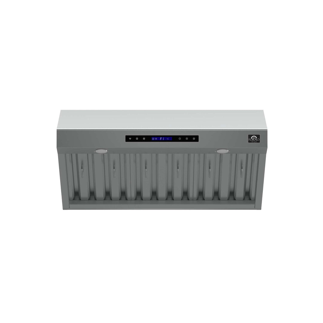 Forno Palazzo 36-Inch Wall Mounted Range Hood, Stainless Steel, Heavy Duty Baffle Filters, Remote Control