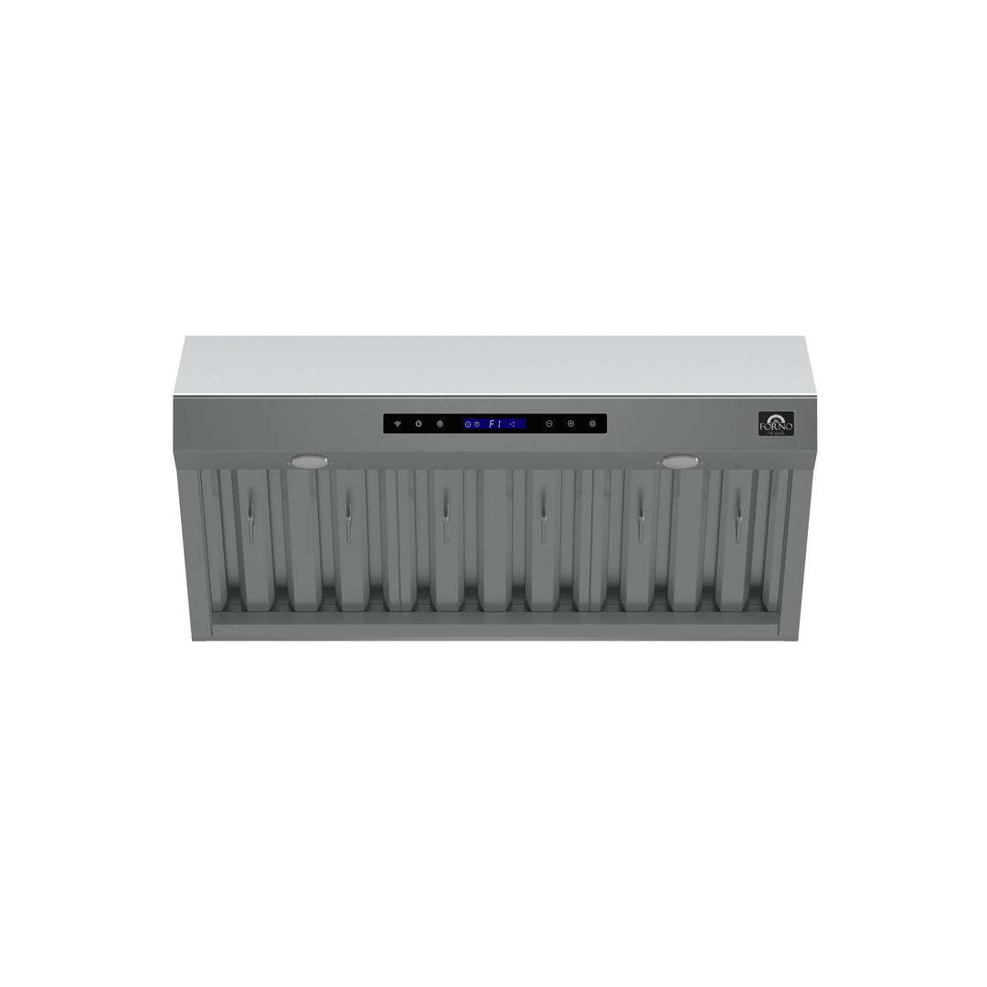 Forno Palazzo 36-Inch Wall Mounted Range Hood, Stainless Steel, Heavy Duty Baffle Filters, Remote Control
