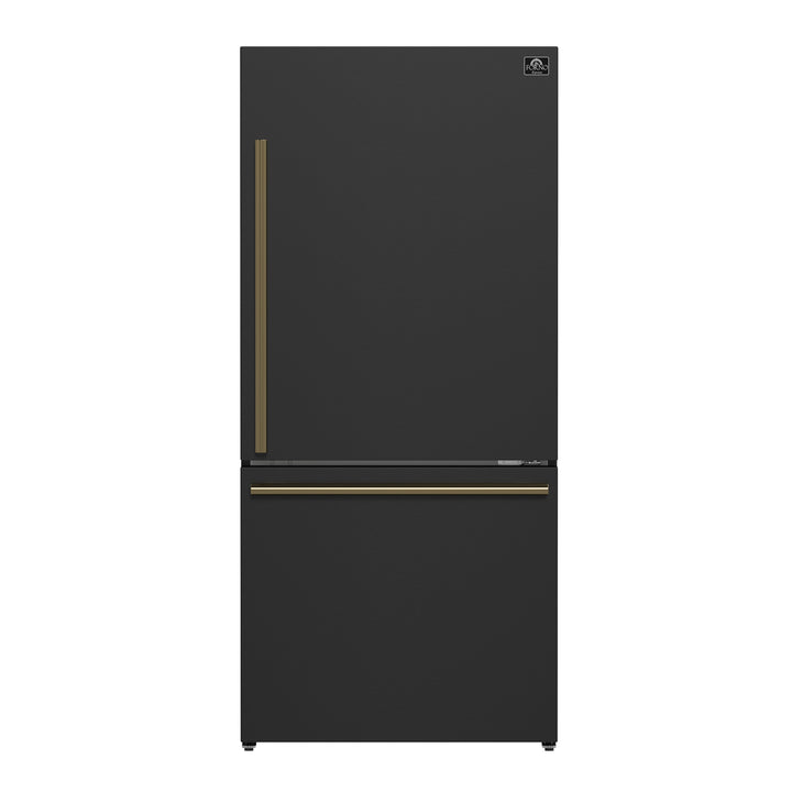 Forno Milano Espresso 31-Inch Bottom Freezer Refrigerator, Black, 17.2 cu.ft Capacity, Energy Efficient