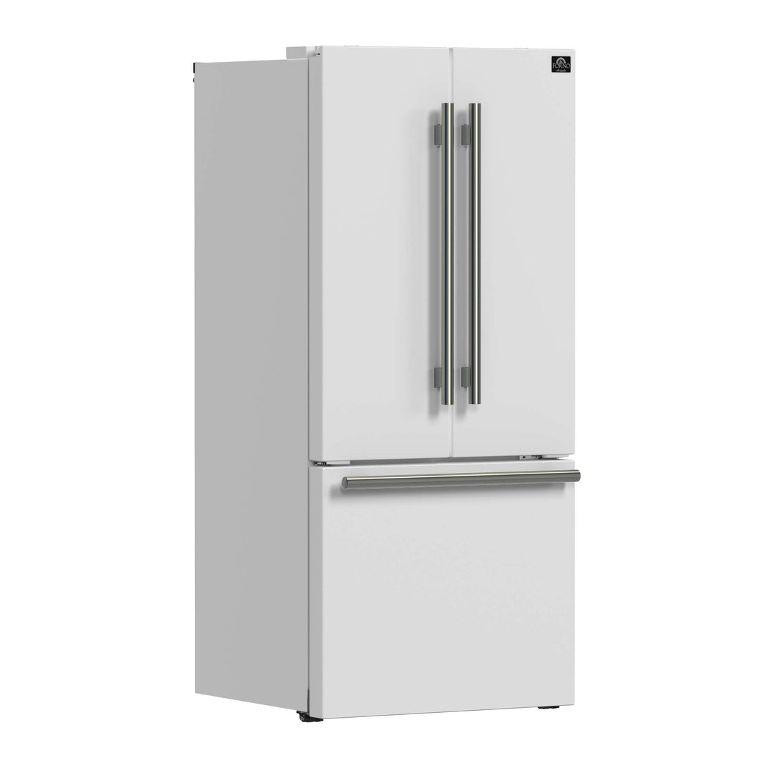 Forno Gallipoli Espresso 30-Inch White French Door Refrigerator, Bottom Freezer, 17.5 Cu. Ft., No Frost, Ice Maker