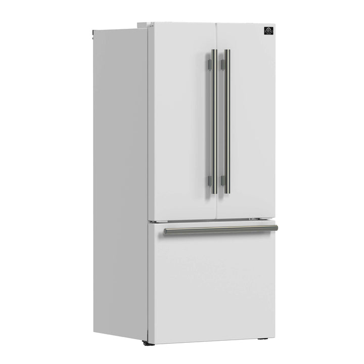 Forno Gallipoli Espresso 30-Inch White French Door Refrigerator, Bottom Freezer, 17.5 Cu. Ft., No Frost, Ice Maker