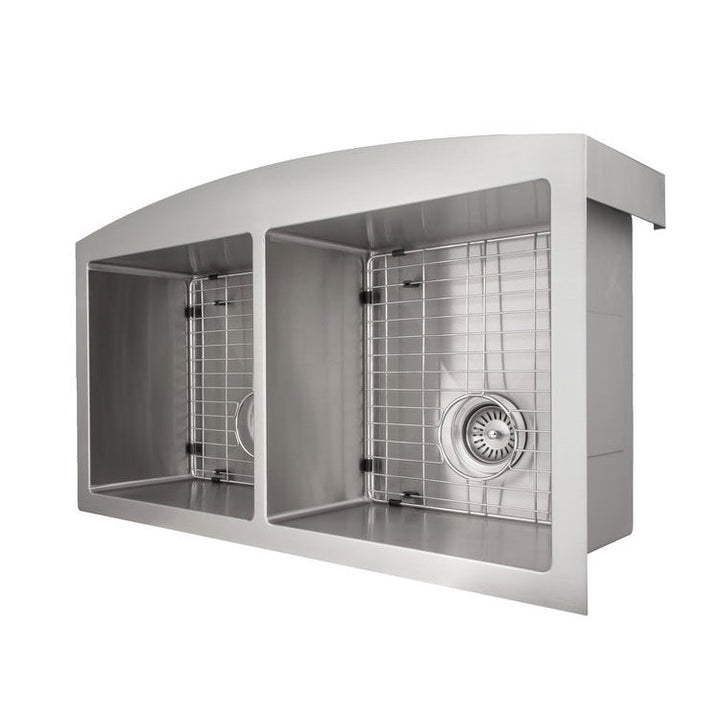 ZLINE 36 in. Niseko Farmhouse Apron Mount Double Bowl Stainless Steel Kitchen Sink with Bottom Grid (SA50D-36)
