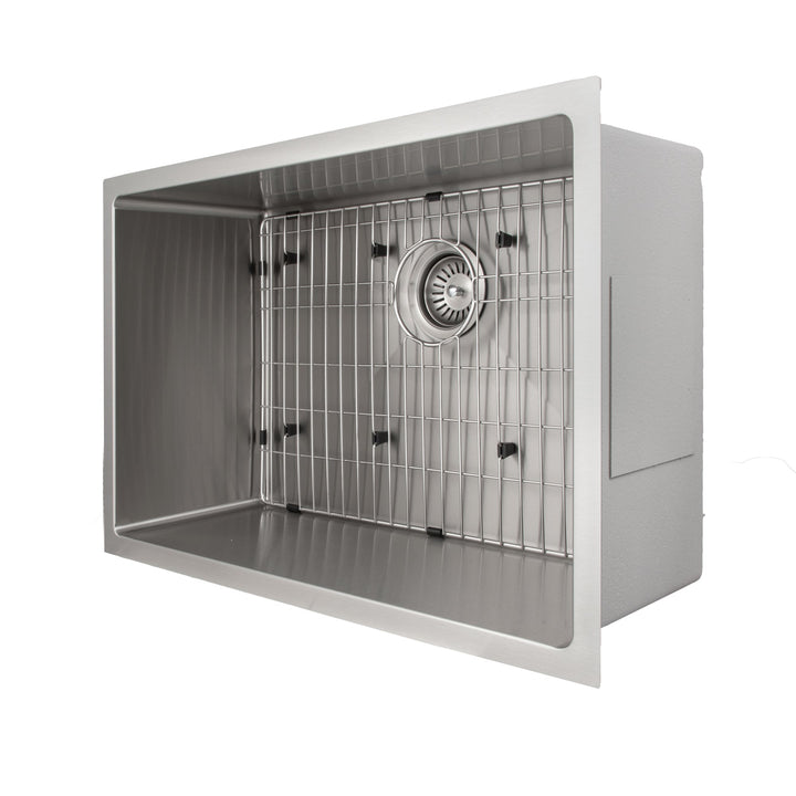 ZLINE 27 in. Meribel Undermount Single Bowl Stainless Steel Kitchen Sink with Bottom Grid (SRS-27)