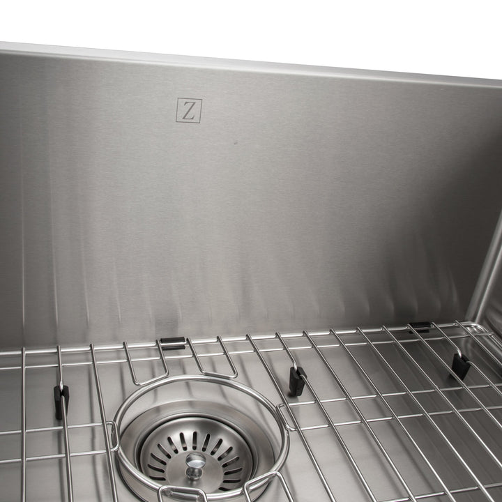 ZLINE 30 in. Meribel Undermount Single Bowl Stainless Steel Kitchen Sink with Bottom Grid (SRS-30)