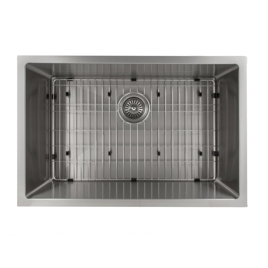 ZLINE 30 in. Meribel Undermount Single Bowl Stainless Steel Kitchen Sink with Bottom Grid (SRS-30)