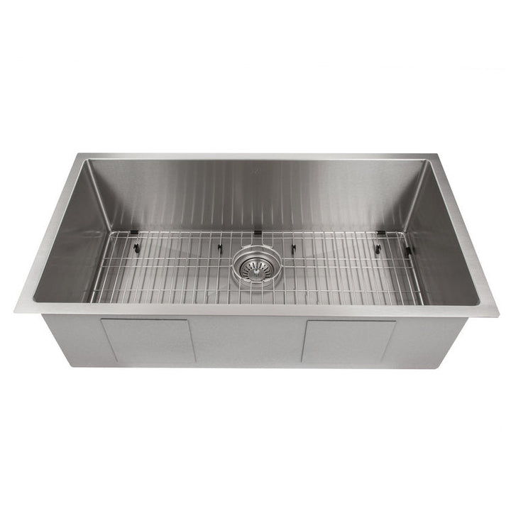 ZLINE 36 in. Meribel Undermount Single Bowl Stainless Steel Kitchen Sink with Bottom Grid (SRS-36)
