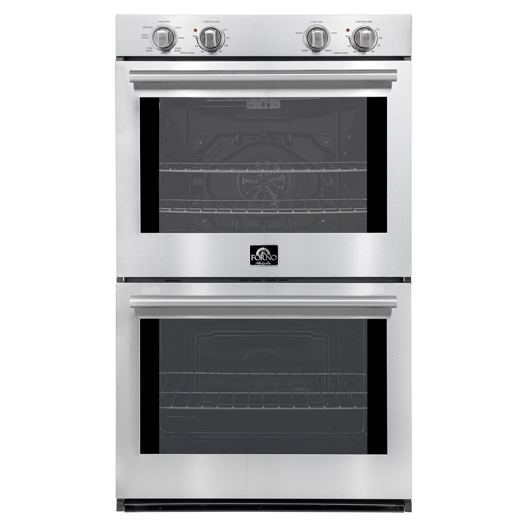 Forno Vomero 30-Inch Double Wall Oven, Stainless Steel, 10 cu.ft Total Capacity, 7100W Convection, Mechanical Controls, Self-Cleaning Function