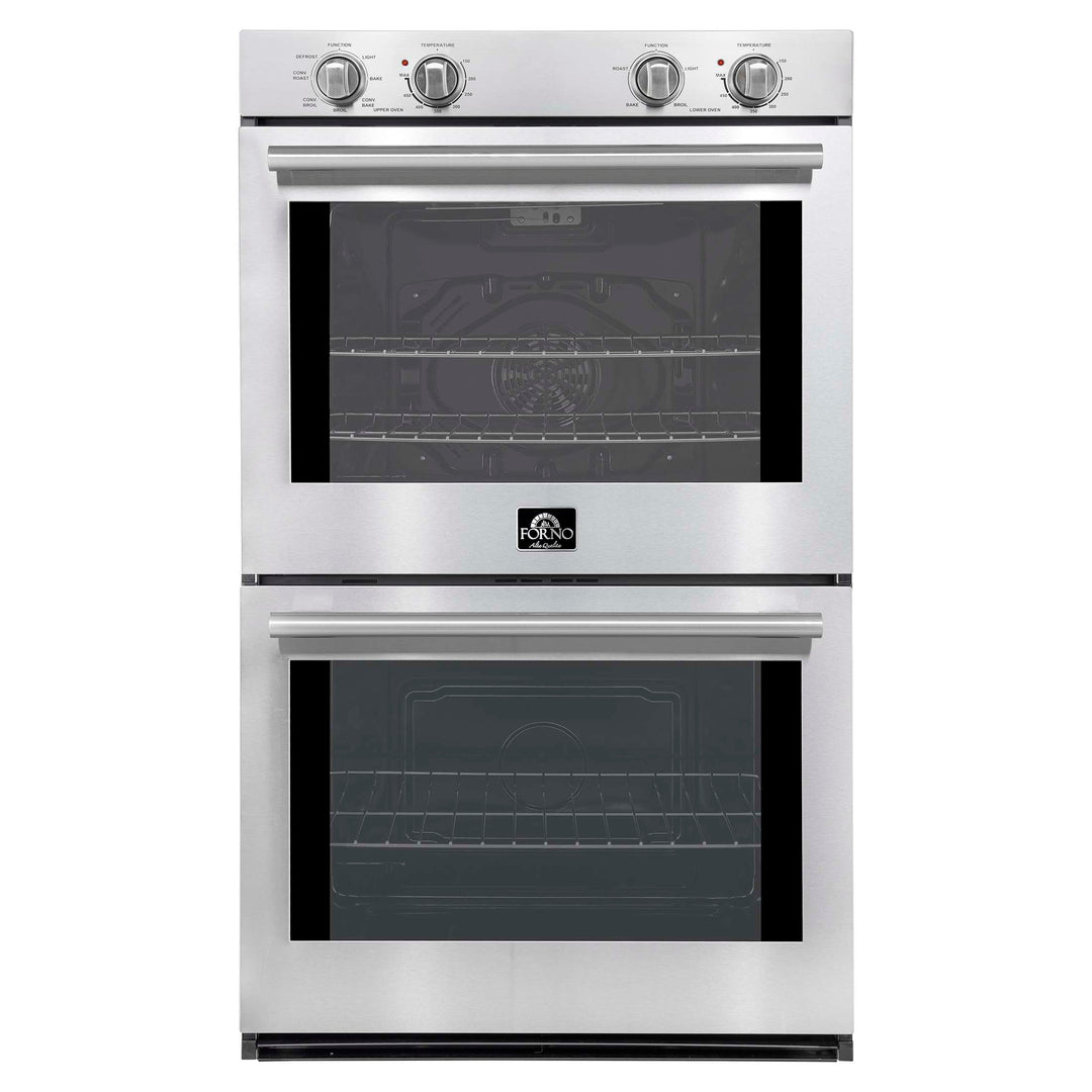 Forno Vomero 30-Inch Double Wall Oven, Stainless Steel, 10 cu.ft Total Capacity, 7100W Convection, Mechanical Controls, Self-Cleaning Function