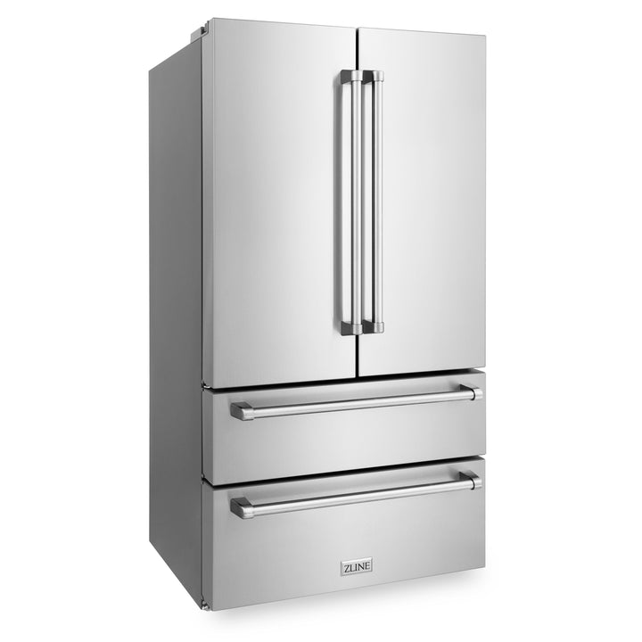 ZLINE 5-Piece Appliance Package - 36 In. Gas Rangetop, Range Hood, Refrigerator, Dishwasher and Wall Oven in Stainless Steel, 5KPR-RTRH36-AWSDWV