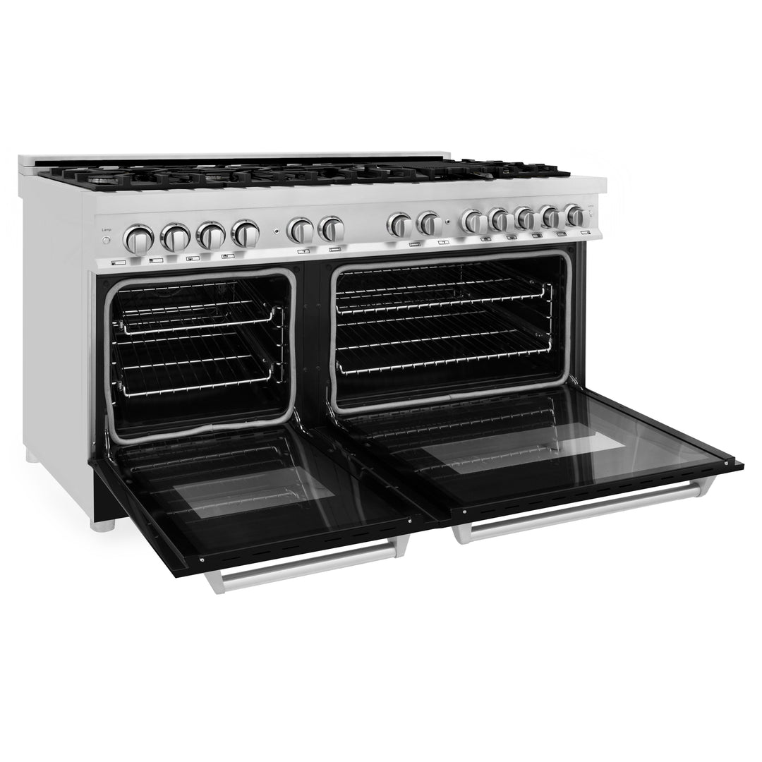 ZLINE 60 In. Professional Dual Fuel Range in Stainless Steel with Black Matte Door, RA-BLM-60