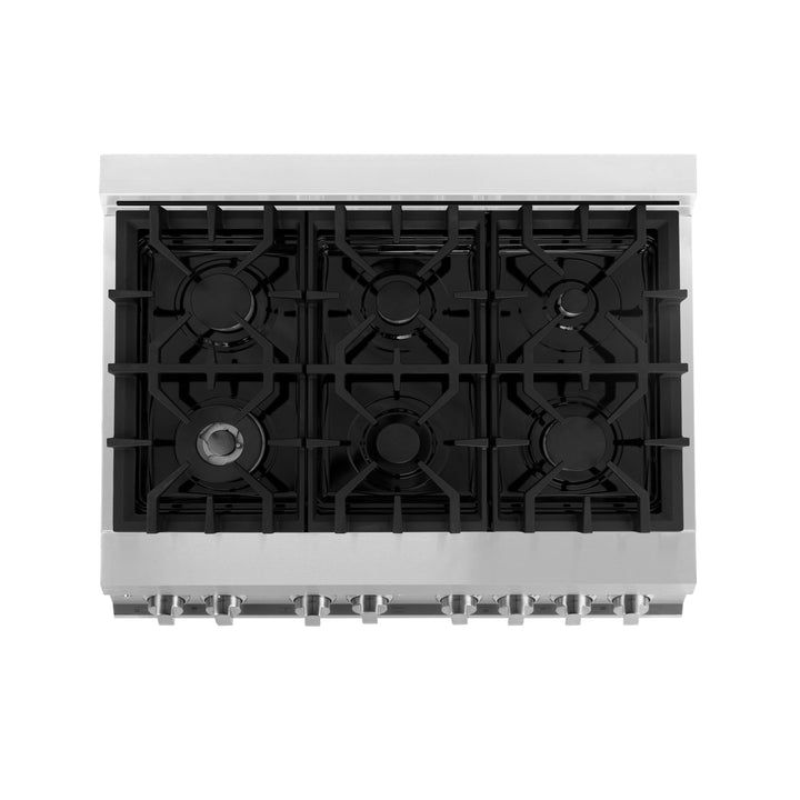 ZLINE Appliance Package - 36" Dual Fuel Range, Range Hood, Refrigerator with Water and Ice Dispenser, Microwave Drawer, Dishwasher and Beverage Fridge