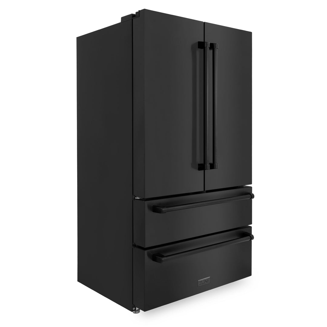ZLINE Appliance Package - 48" Rangetop, Range Hood, Refrigerator, Dishwasher, Wall Oven in Black Stainless Steel