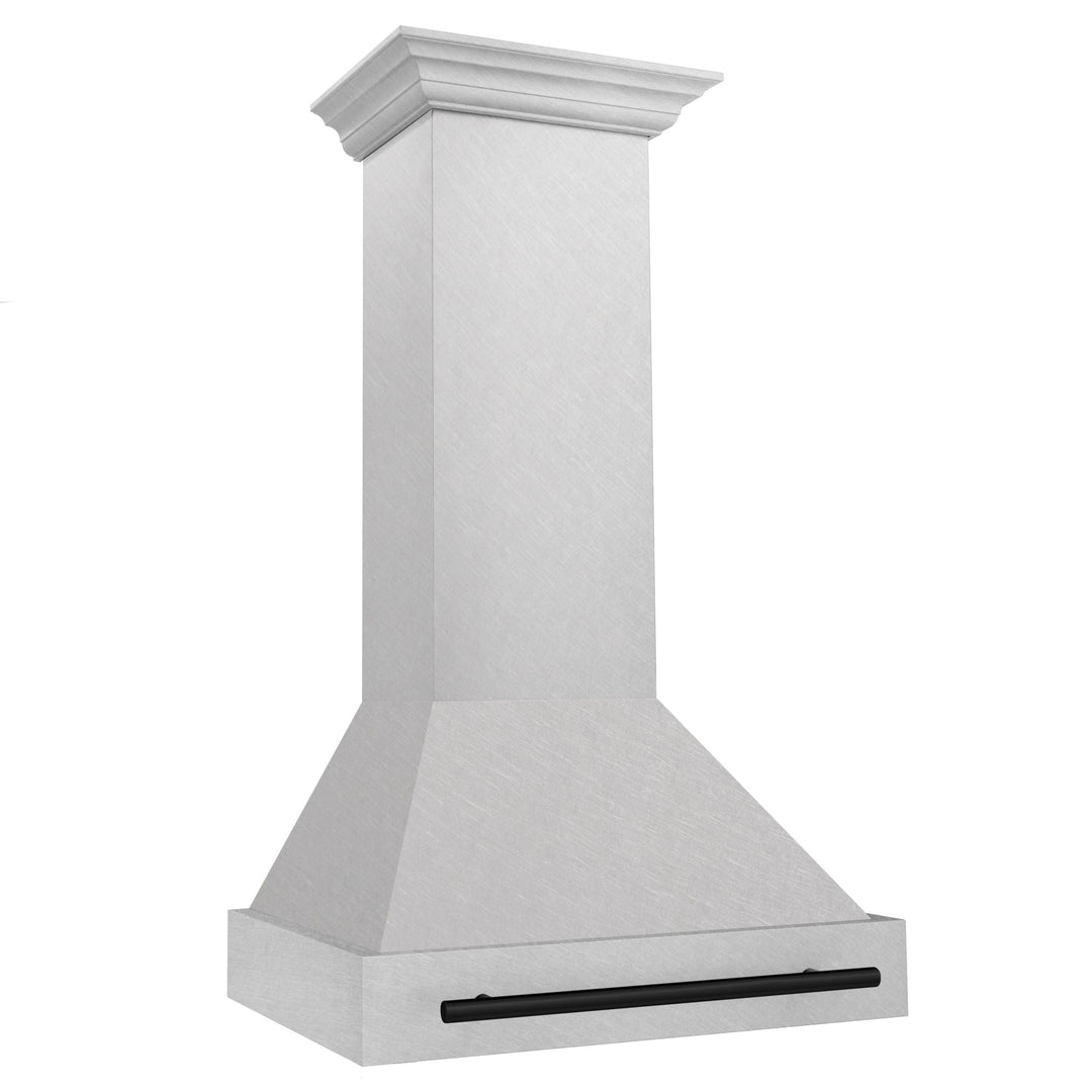ZLINE Autograph Edition 30 Inch DuraSnow® Stainless Steel Range Hood with Matte Black Handle, 8654SNZ-30-MB