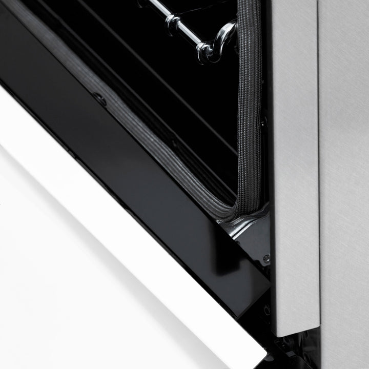 ZLINE Autograph Package - 48" Dual Fuel Range, Range Hood in DuraSnow® Stainless Steel, White Matte Door, Bronze Accents