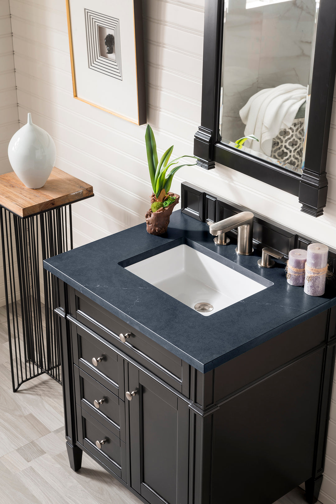 Brittany 30" Single Vanity, Black Onyx, w/ 3 CM Charcoal Soapstone Silestone Top