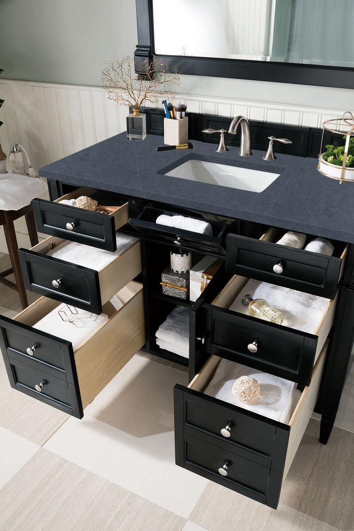 Brittany 48" Single Vanity, Black Onyx w/ 3 CM Charcoal Soapstone Silestone Top