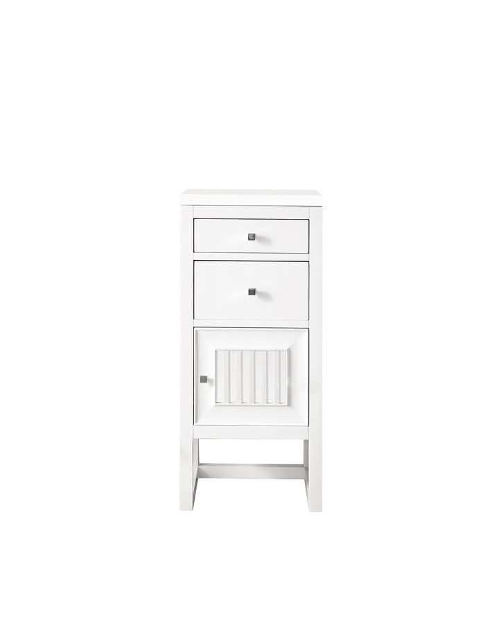 Athens 15" Base Cabinet w/ Drawers and Right Door, Glossy White w/ 3 CM White Zeus Silestone Top